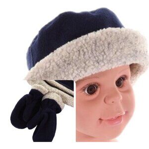 Dorfman Pacific Toddler Boys Hat & Mitten Set Fleece Bucket Blue Gray 2T- 4T